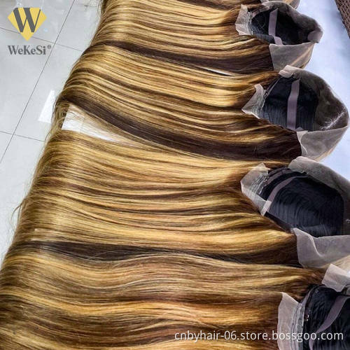 Highlight Ombre Brown Body Wave Lace Front Wig Pre Plucked Brazilian Lace Front Human Hair Wigs For Women Color #P4/27 #P4/30